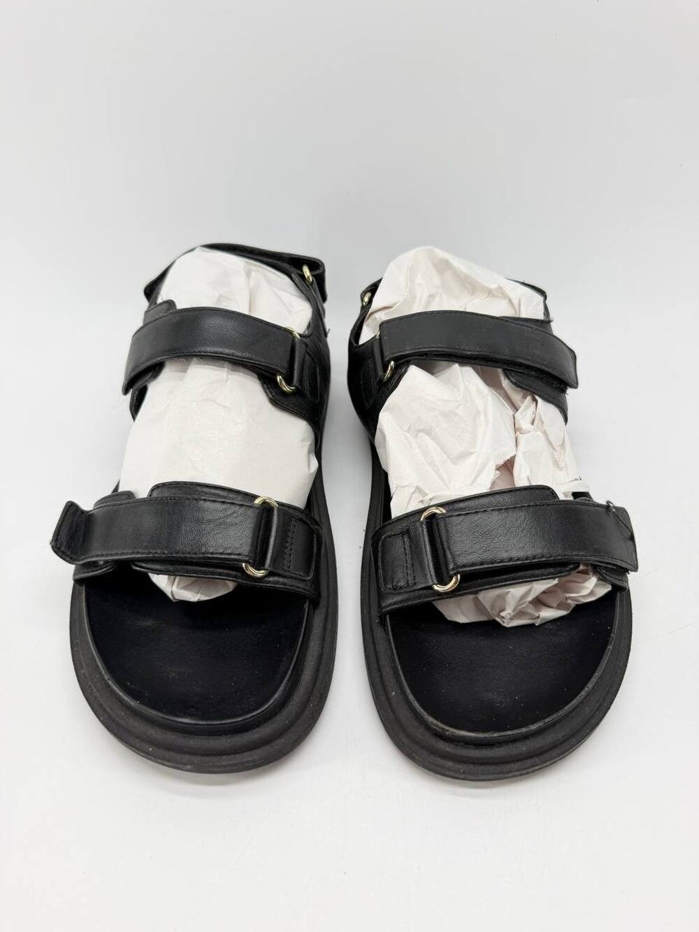 Zara Women Black Chunky Platform Sport Sandals Hook & Loop Straps EU 40 - Picture 1 of 8